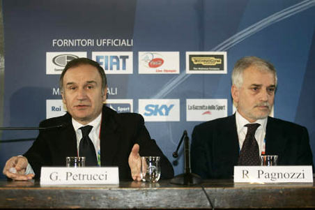 G.Petrucci e R.Pagnozzi a Casa Italia durante la presentazione della Squadra Italiana.